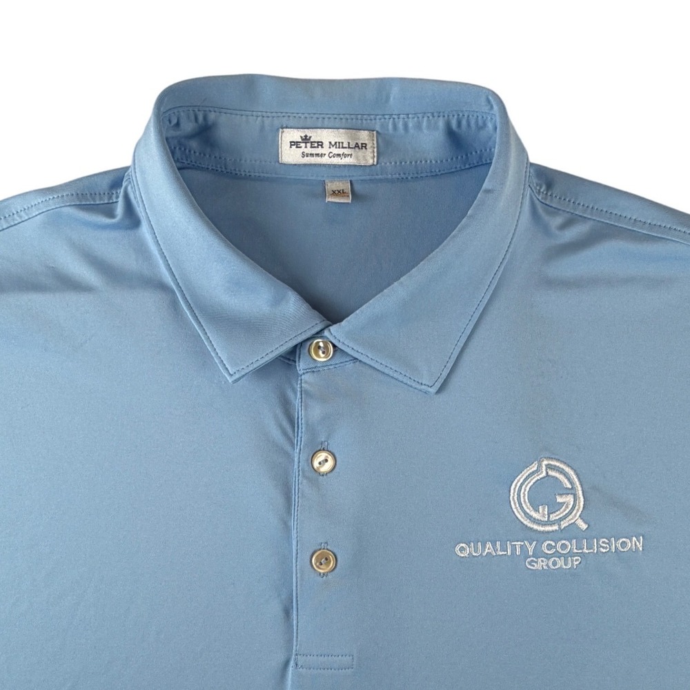 Peter Millar Summer Comfort Polo Shirt Mens XXL Blue Quality Collision Group